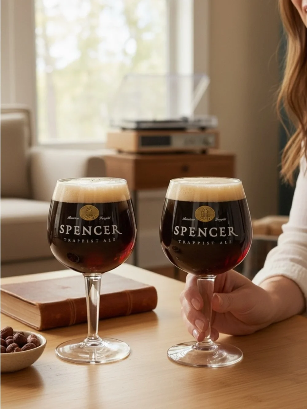 Spencer's Branded Clear Glass Trappist Ale Goblets - Set of 3